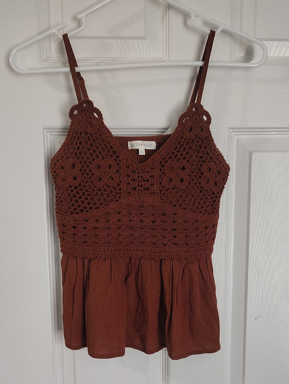 Medium Brown Boho Concert Tank Top Adjustable Strap